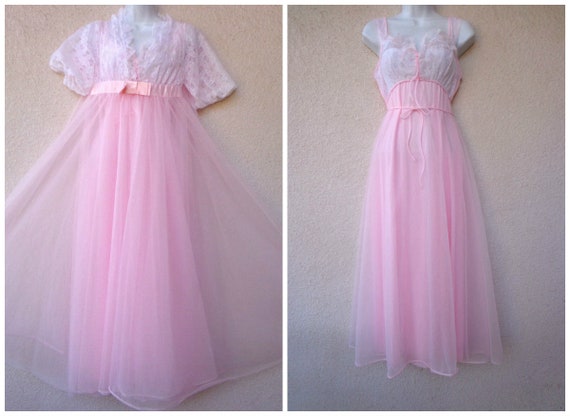 1950s Nightgown & Peignoir Set. Pink Nightgown Peignoir Set. | Etsy