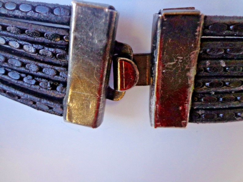 Made in Italy 30 Waist 1990s 5 Strand LEATHER BELT with a HUGE Goldtone Rhinestone ABuckle
