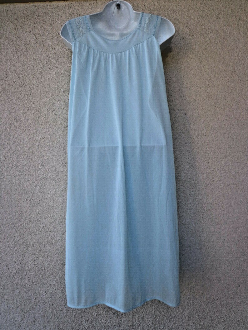 Blue 2 Layers Babydoll Nightgown 1960s Nightgown Short Nightgown 44 Bust Sheer Nightgown Double Chiffon Nightgown Nylon NIGHTGOWN