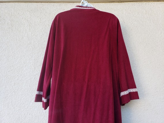 Vintage Velour Robe in Burgundy with Front Zipper… - image 8
