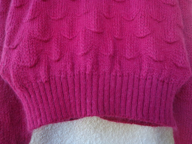 Vintage Red CARDIGAN SWEATER in a Fuzzy Mohair Blend. By Designer St Michael, Circa 1990s image 7