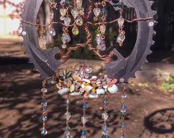 Estilo Cottagecore, equipo de bicicleta reciclado, atrapasueños