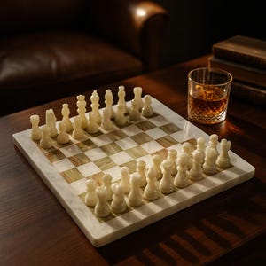 Green Onyx Chess Set - Handcrafted Board Game