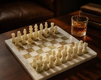 Green Onyx Chess Set - Handcrafted Board Game