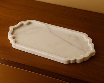 Royal White Marble Arch Tray – Handcrafted Luxury Marble Accent for Table & Décor