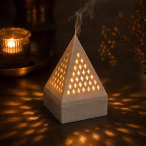 Marble Incense Burner | Jali Pyramid Bakhoor Holder | Housewarming Gift