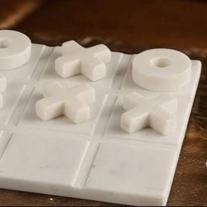 White Marble Tic Tac Toe Game Set image 1