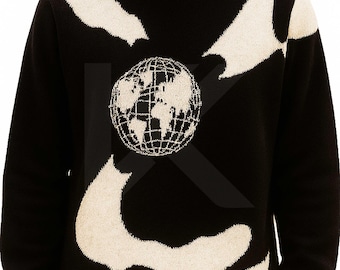 Handmade Mohair Wool Turtleneck Sweater: Textured Knit Black Pullover