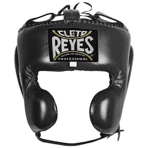 Cleto Reyes Professional Boxing Headgear – Full Face Leather Sparring Head Guard for Training, MMA, Muay Thai – Black or White, Gift For You