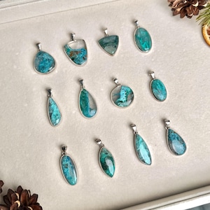 Genuine Quantum Quattro Sterling Silver Pendant | 5-in-1 Rare Healing Crystal Necklace | Chrysocolla Malachite Jewelry  one of a kind