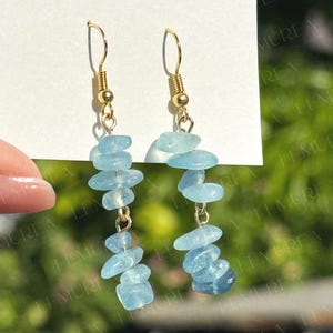 Aquamarine Drop Earrings – Dainty Gemstone Jewelry – Handmade Drop Earrings – Elegant Gift for Her