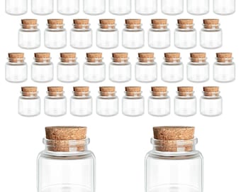 36 Pack 0.34 oz (10 ml) Glass Bottles, Small Bottles with Corks, Empty Jars for DIY Crafts and Storage Solutions
