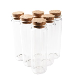 6 Pack 3.04 oz (90 ml) Glass Bottles, Small Bottles with Corks, Empty Jars for DIY Crafts and Storage Solutions