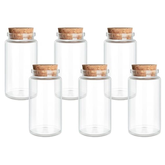 3.38 oz (100ml) Glass Jars with Wooden Lids-6PCS Tall Apothecary Jars for Spices, Honey, Candles, Wedding Favors, DIY Crafts, Pantry Storage