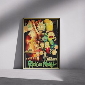Rick and Morty Poster, &quot;To Live Is To Risk It All&quot;, Rick Sanchez Wall Art, Sci-Fi Cartoon Decor, Geek Room Gift, Unframed