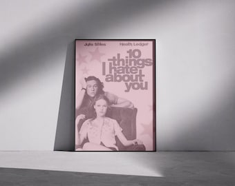 Poster "10 cose che odio di te", commedia romantica anni '90, decorazione murale rosa
