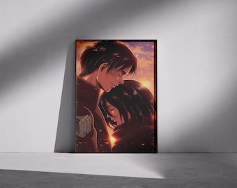 Eren-Mikasa Anime Poster: Shingeki no Kyojin Wall Art