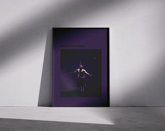 Poster di Chris Brown, ritratto artistico di scena viola, poster fotografico di un concerto di musicisti, senza cornice