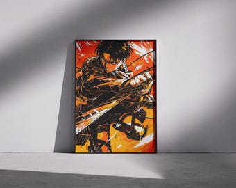 Poster anime di Levi Ackerman: Shingeki no Kyojin Wall Art