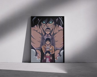 Eren Yeager Anime Poster, Shingeki no Kyojin, Manga Wall Art