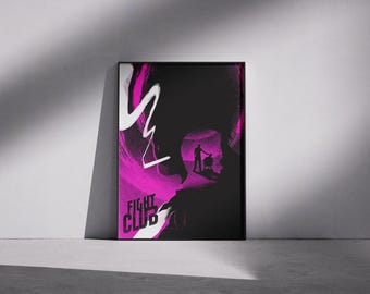 Poster del film Fight Club: silhouette astratta, pop art rosa e nera