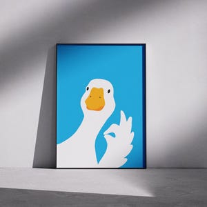 Schattige gans opgerolde posters, schattige kunst aan de muur, cadeau gans minnaar, decor van het huis, leuke gans print, ingelijst