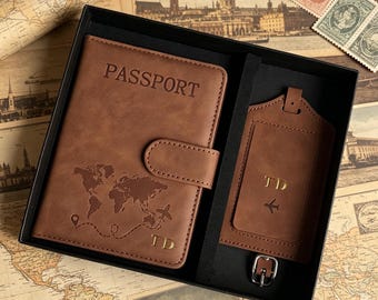 Custom leather Passport Holder, Custom Luggage Tag, Passport Cover, Travel Gift for Couple, Tour Group Gift, Passport Wallet, Honeymoon Gift