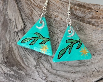Elsie Earrings: Hand-crafted Ceramic Earrings, Flowers, Sterling Silver Ear Hooks
