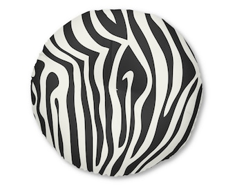 Floor Pillow, Zebra Print Tufted Cozy Home Decor - Boho Style Seating