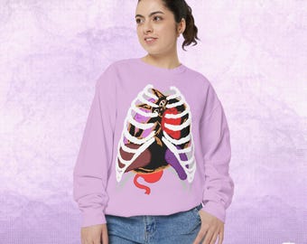 Anatomy of a Cat Lover Sweatshirt, Ribcage Graphic, Halloween Fashion