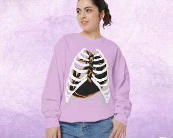 Anatomy of a Cat Lover Sweatshirt, Ribcage Graphic, Halloween Fashion