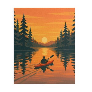 Rompecabezas de kayak panorámico inspirado en la naturaleza / 120, 252 y 500 piezas para relajarse / Regalo para amantes de la naturaleza / Unir fuerzas en familia