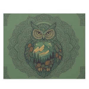 Nature-Inspired Owl Puzzle | 120-500 Piece Jigsaw | Owl Mandala | Perfect for Relaxation, Gift for Nature Lovers, Owl Enthusiast