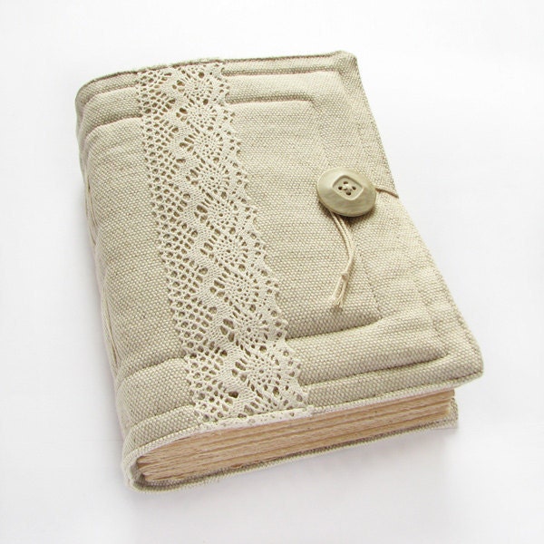 Large Journal, Sketchbook, Diary, vintage lace, fabric cover, blank pages