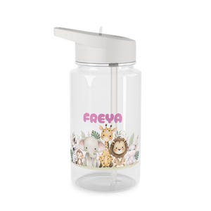 Personalized Kids Water Bottle, Cute Animal Drink Bottle, Birthday Gift for Children, Custom Name Hydration Bottle, Fun Container for School