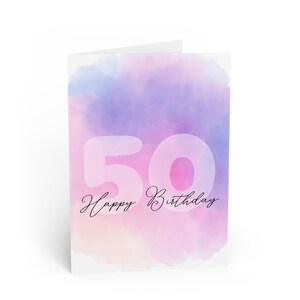 50th Birthday Greeting Card, Elegant Birthday Card, Milestone Celebration Card, Personalized Card, Handmade Stylish Card