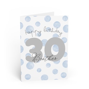Cartões de aniversário personalizados para irmão | Comemore seu 30º aniversário | Designs de cartões exclusivos | Saudação de aniversário marcante | Blue Polka [...]