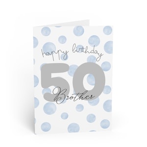 Cartão de felicitações de aniversário para irmão, comemoração de 50 anos, cartão personalizado, design de bolinhas azuis, desejos para ocasiões especiais, [...]