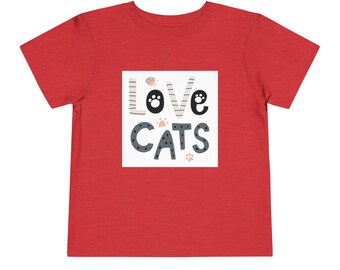 Toddler: Tee  Love Cats | Cat paw print typography design