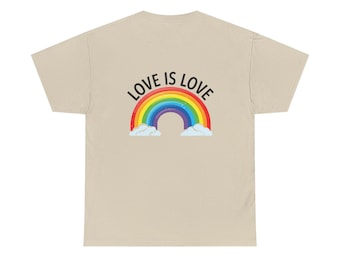 Love Is Love: Rainbow tee | Heart chest graphic t-shirt