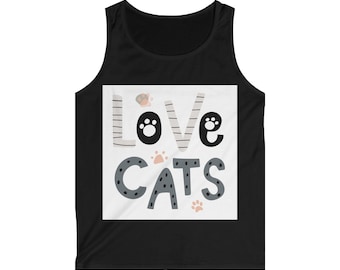 Adult: unisex tank top Love Cats  | Cat paw typography tank