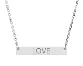 LOVE 横型バーネックレス | 刻印入りネームプレートネックレス
