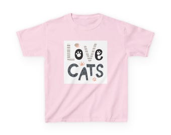 Youth: Tee Love Cats | Cat paw print typography design