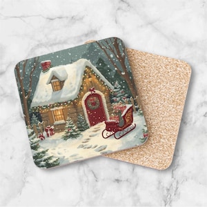 Festive Winter Coasters | Holiday Decor, Christmas Gift, Home Barware, Seasonal Accessories, Coffee Table Decoration