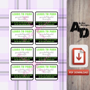Funny Parking Cards - Normal Portrait Sized PDF Containing 8 Parking Business Sized Cards For Windshields Of Jerks