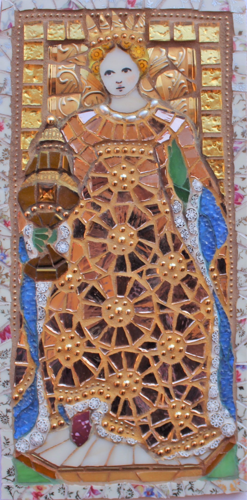 Queen of Cups Gold Tarot Mosaic wall art Etsy