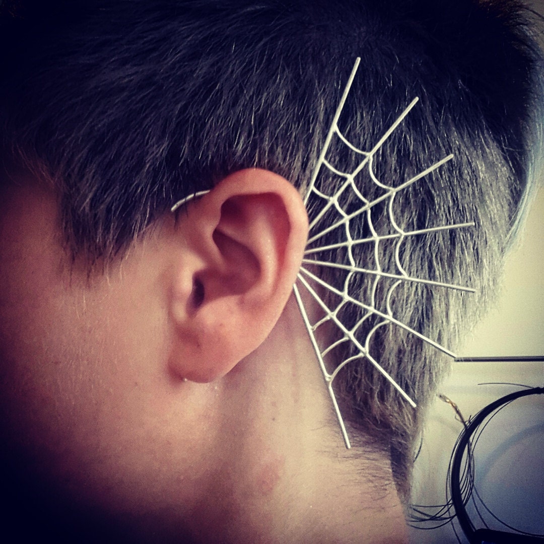 Spider web ear wrap spider ear cuff silver spider earring Etsy