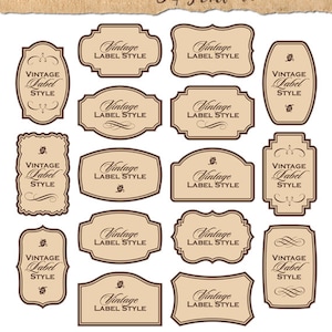 CLIPART | 16 Vintage Labels | Clip Art Digital Frames Supplies Vector Craft DIY Commercial Printable Editable Card Invitation Tag Valentine