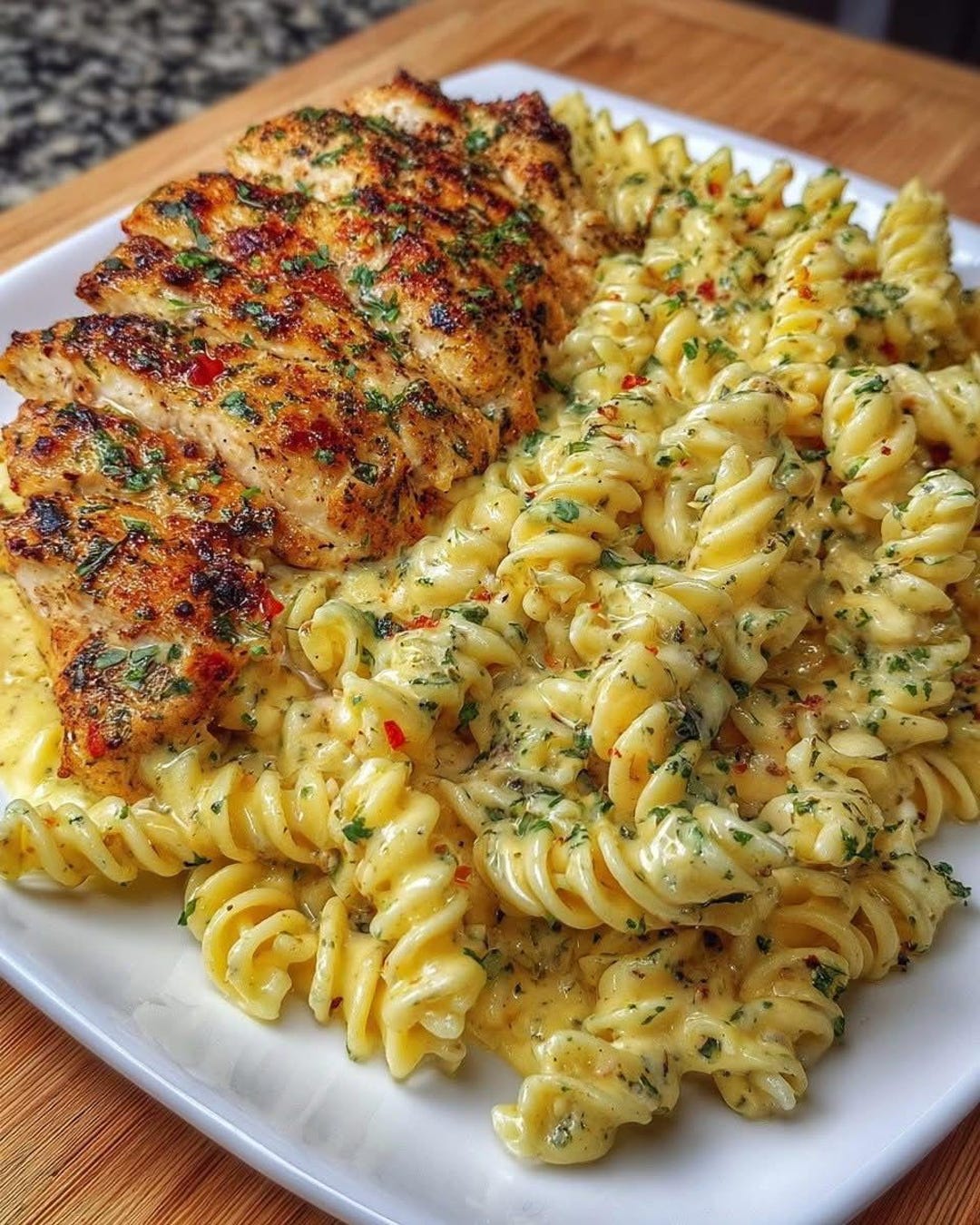 Crispy Honey Garlic Chicken & Creamy Rotini Pasta Recipe | Easy Comfort ...
