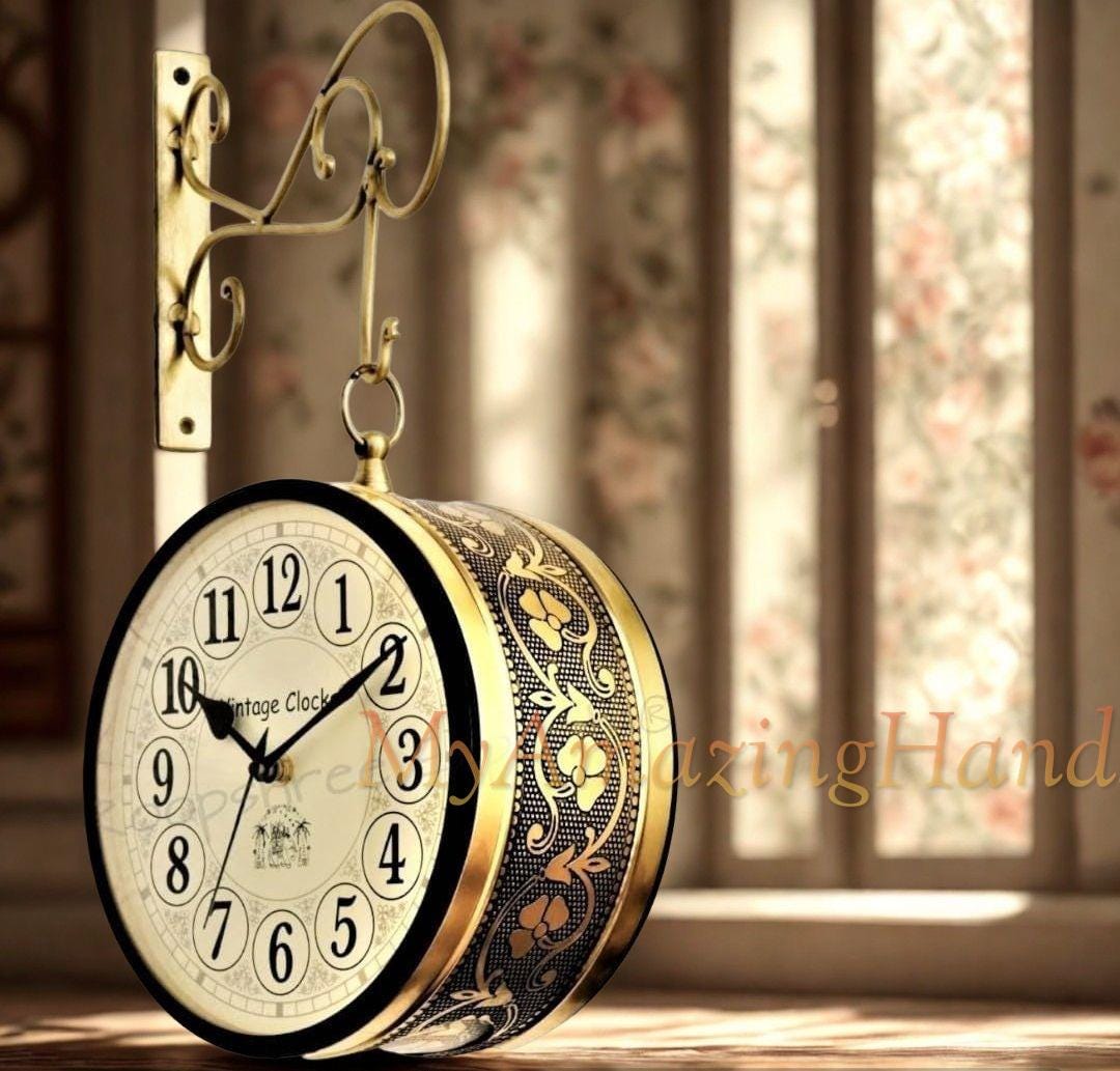 Vintage Double-sided Railway Station Wall Clock 10 Inch - Etsy